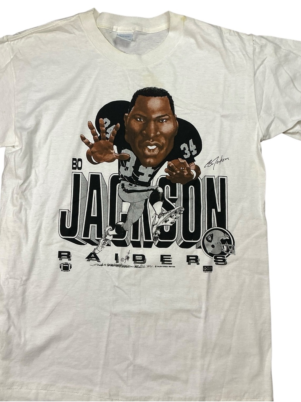Vintage Oakland Raiders 1987 Bo Jackson Salem Sportswear NFL single stitch T